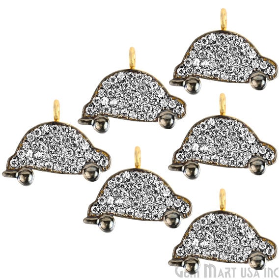 Car Charms Diamond CZ Pave Gold Plated Charm for Bracelet Pendants & Necklace (CHWS-40070) - GemmartUSA (755016630319)