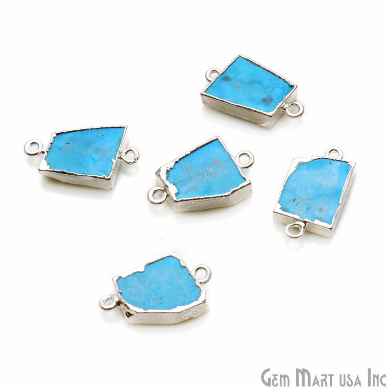 Free Form Shape 23x13mm Silver Electroplated Connectors (Pick Stone)