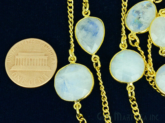 Natural Rainbow 10-15mm Gold Plated Link Bezel Connector Chain - GemMartUSA (764197077039)