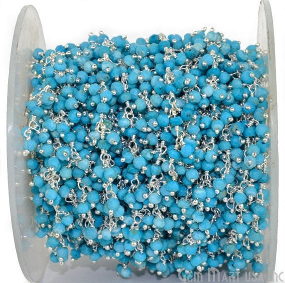 AAA Quality Turquoise Micro-faceted Beads American Turquoise Round Beads  Natural Turquoise Beads for Jewelry Making Turquoise Wholesale Lot 