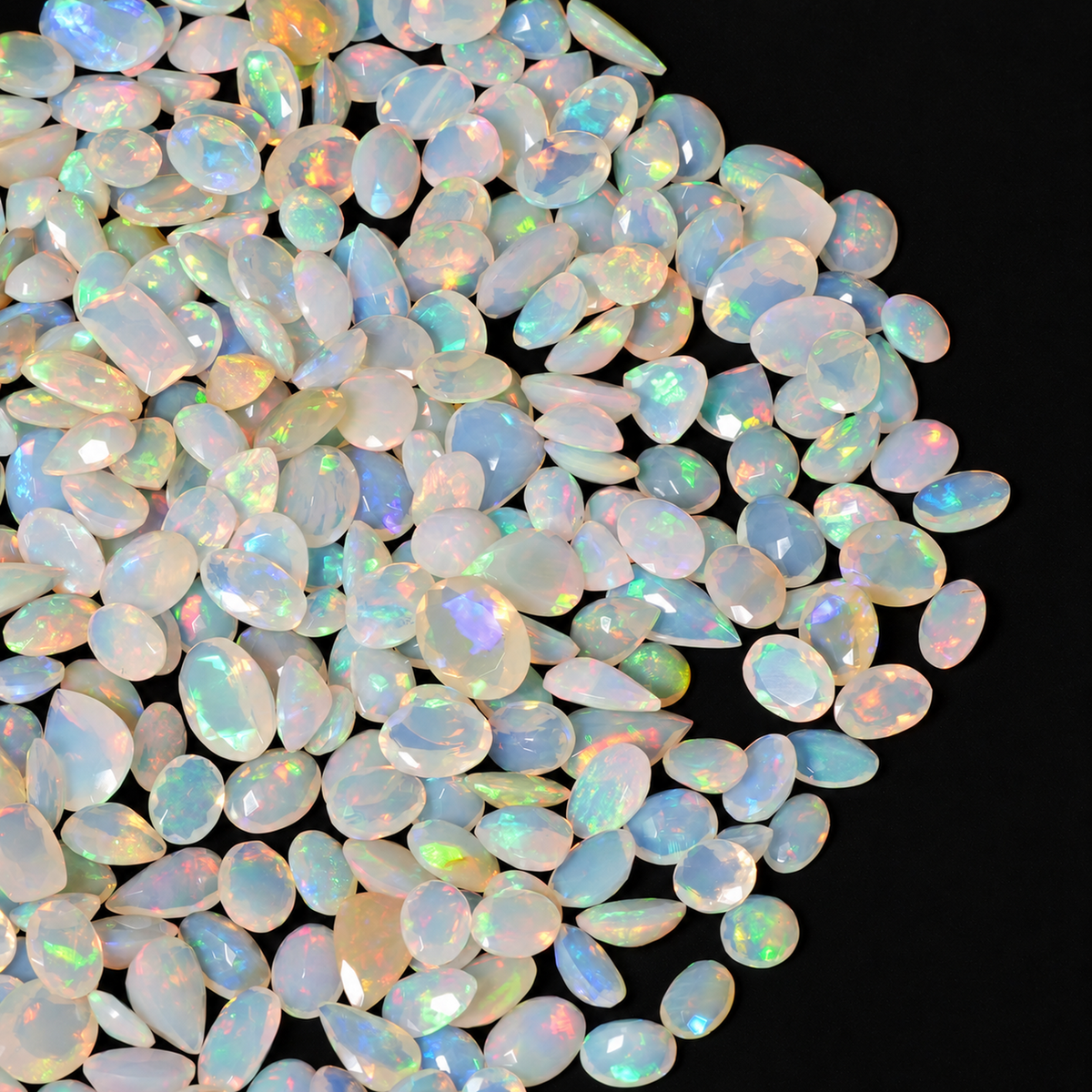 White Opal Wholesale Gemstones, 100% Natural Precious Gems, White Faceted Loose Gems, 10-15mm, Mixed, 5 Carats+