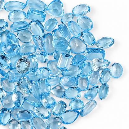 Blue Topaz Wholesale Gemstones, 100% Natural Semi-Precious Gems, Blue Faceted Loose Gems, 10-20mm, Mixed, 50+ Carats