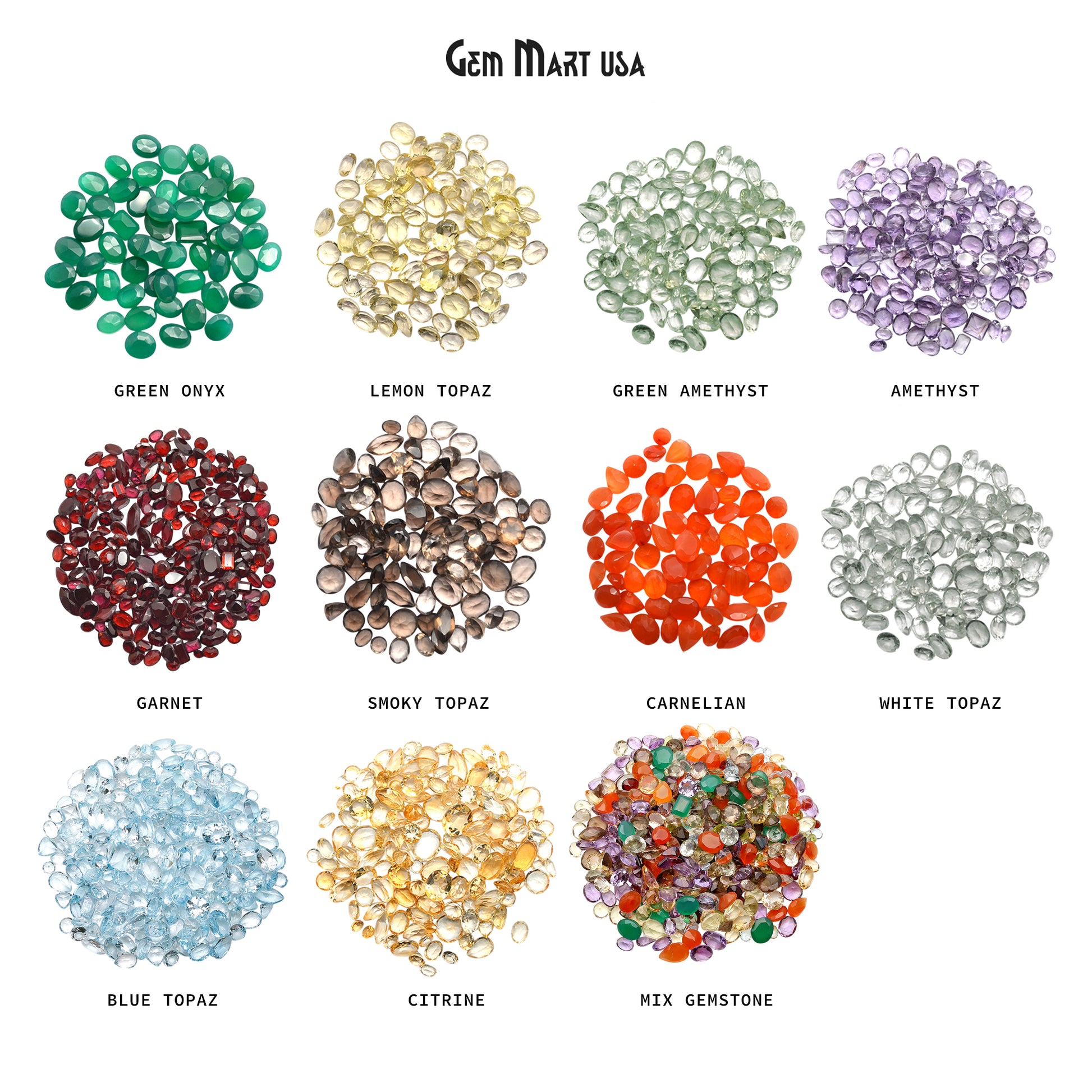 Mixed Gemstone, 100% Natural Faceted Loose Gems, Wholesale Gemstones, 4-8mm