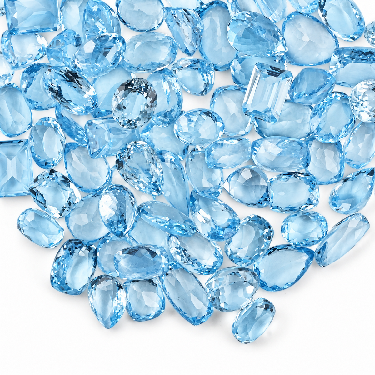Blue Topaz Wholesale Gemstones, 100% Natural Semi-Precious Gems, Blue Faceted Loose Gems, 10-20mm, Mixed, 50+ Carats