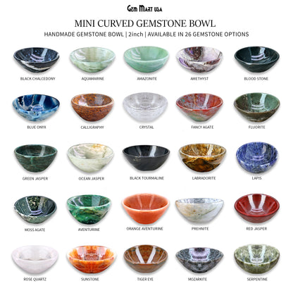Natural Gemstone Mini Carved Gemstone Bowl Cup 2 inch