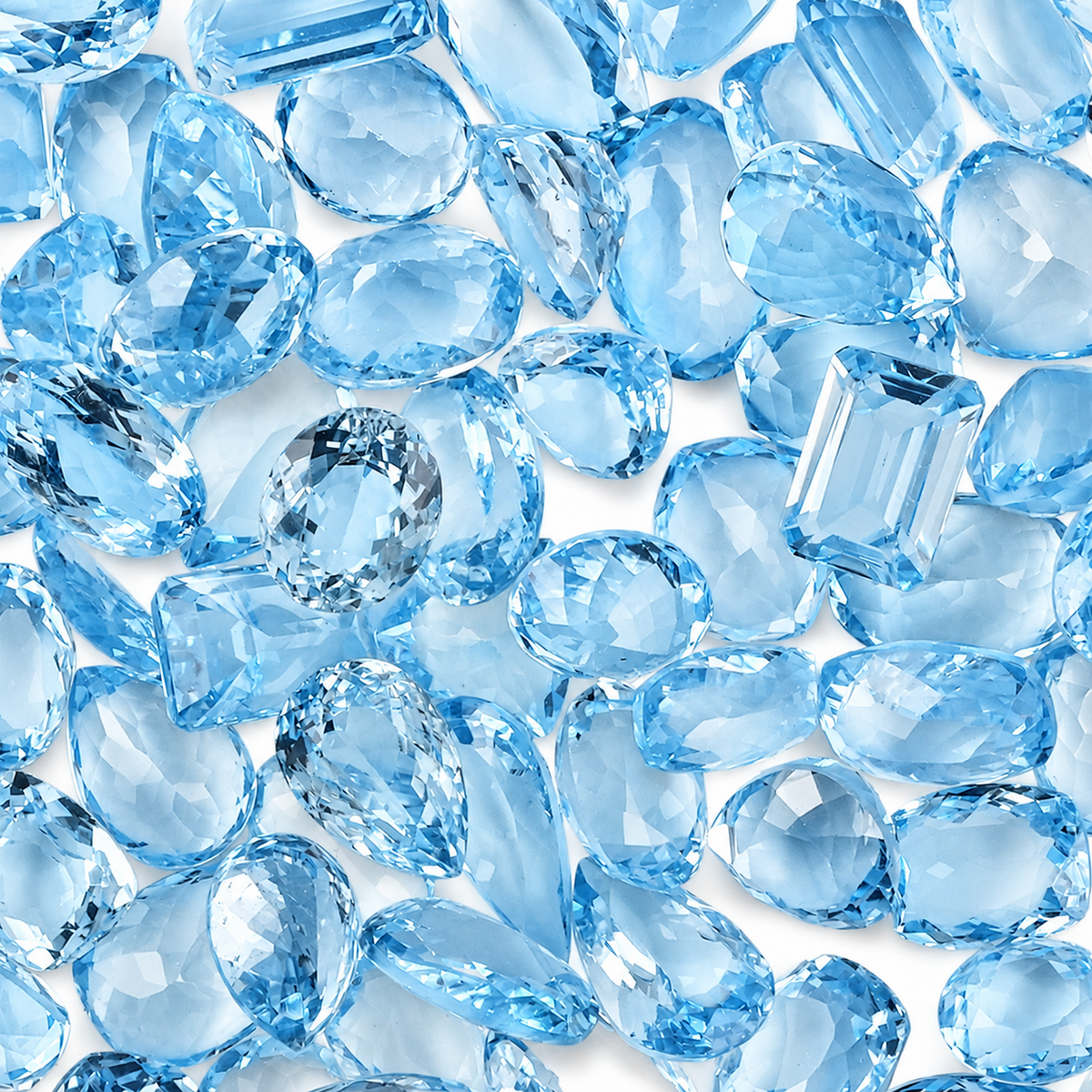 Blue Topaz Wholesale Gemstones, 100% Natural Semi-Precious Gems, Blue Faceted Loose Gems, 10-20mm, Mixed, 50+ Carats
