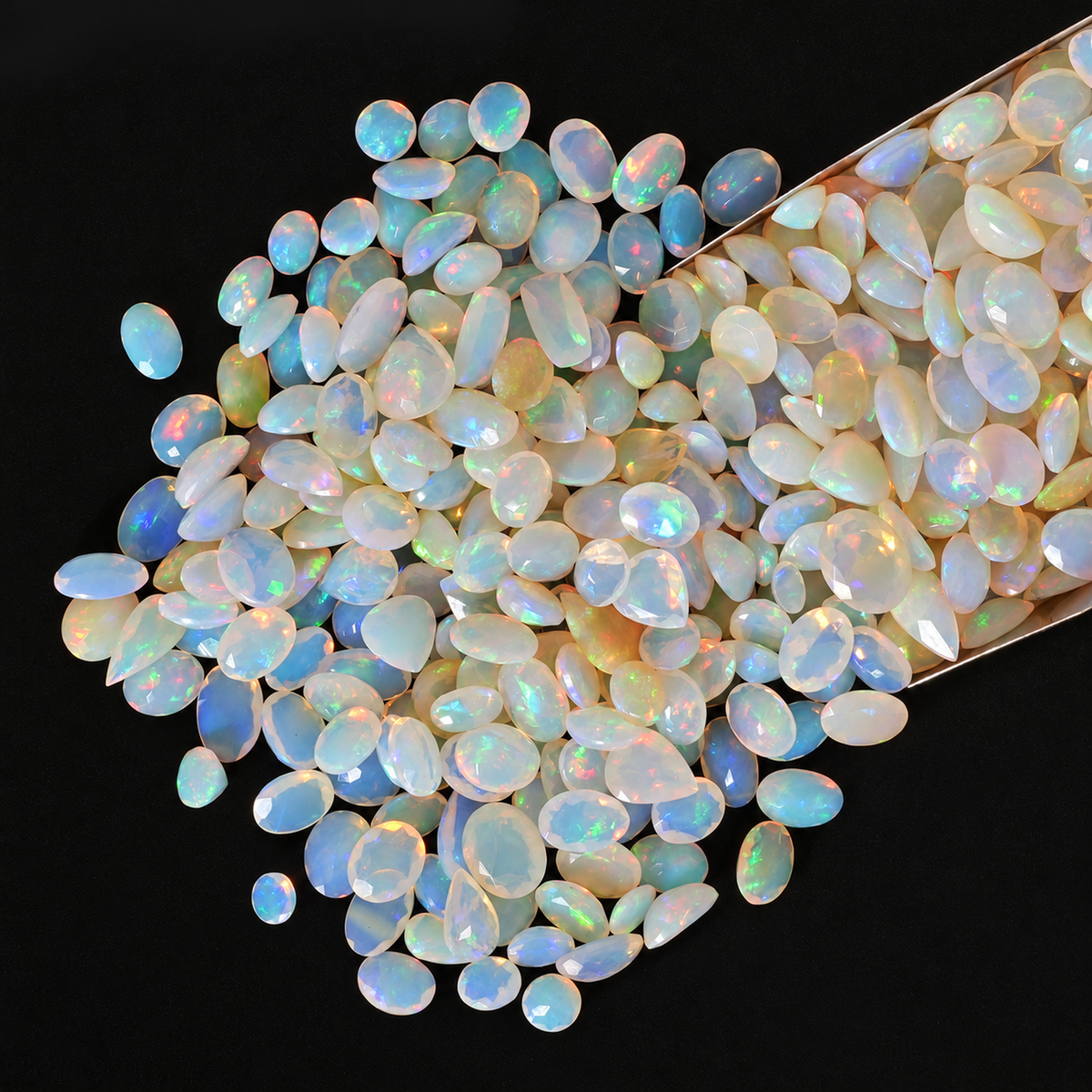 White Opal Wholesale Gemstones, 100% Natural Precious Gems, White Faceted Loose Gems, 10-15mm, Mixed, 5 Carats+