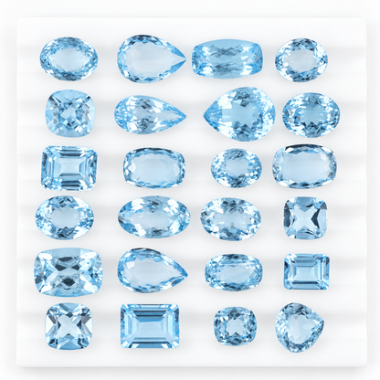 Blue Topaz Wholesale Gemstones, 100% Natural Semi-Precious Gems, Blue Faceted Loose Gems, 10-20mm, Mixed, 50+ Carats