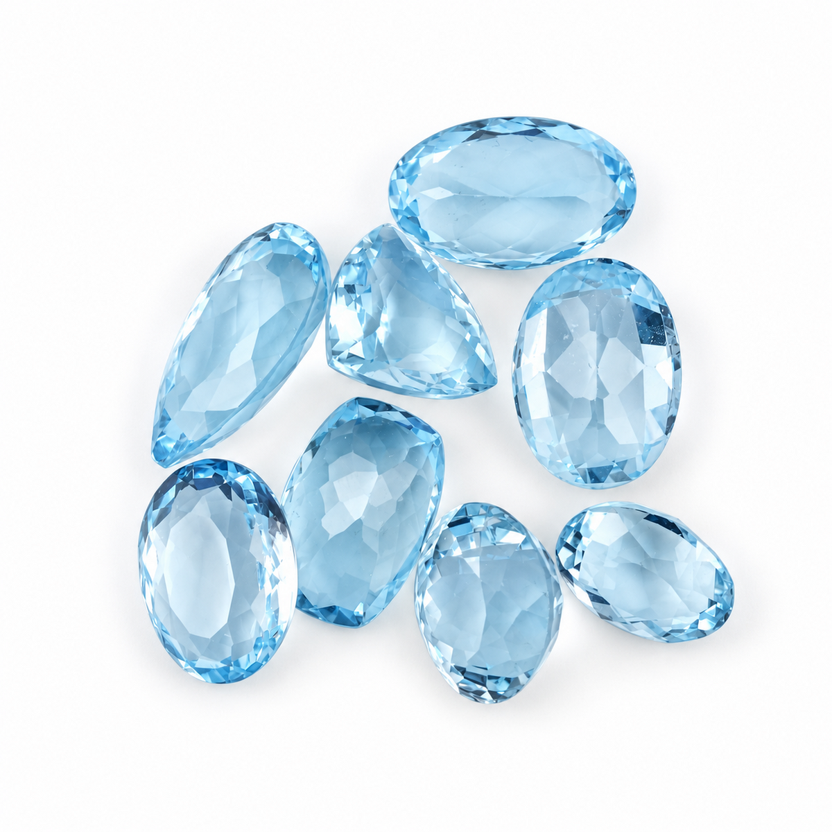 Blue Topaz Wholesale Gemstones, 100% Natural Semi-Precious Gems, Blue Faceted Loose Gems, 10-20mm, Mixed, 50+ Carats