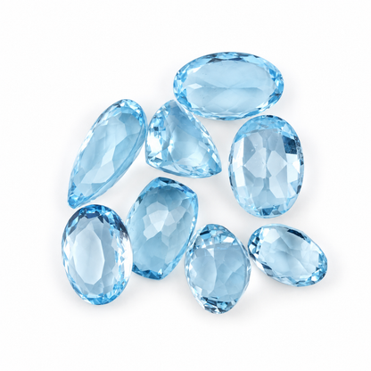Blue Topaz Wholesale Gemstones, 100% Natural Semi-Precious Gems, Blue Faceted Loose Gems, 10-20mm, Mixed, 50+ Carats