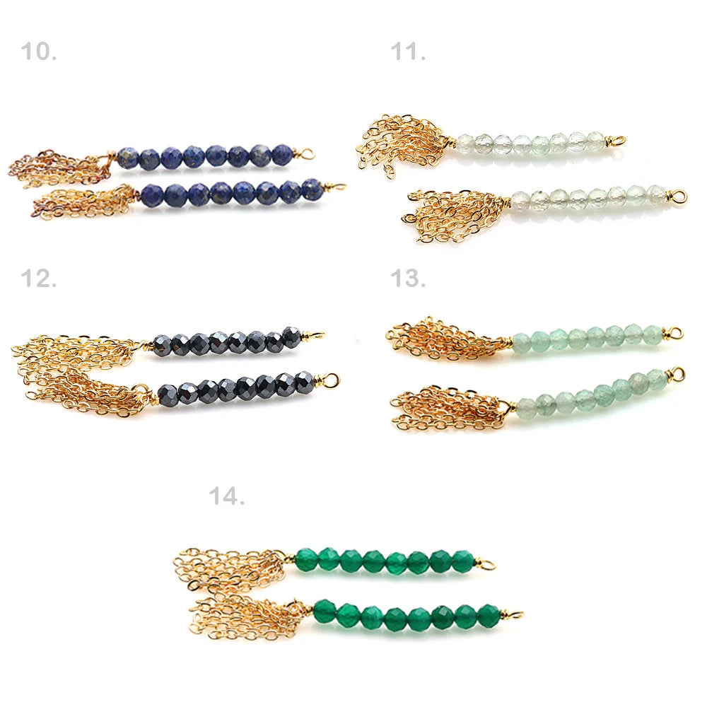 DIY Gemstone Beads Gold 29x3mm Dangle Drop Earring Connector Findings