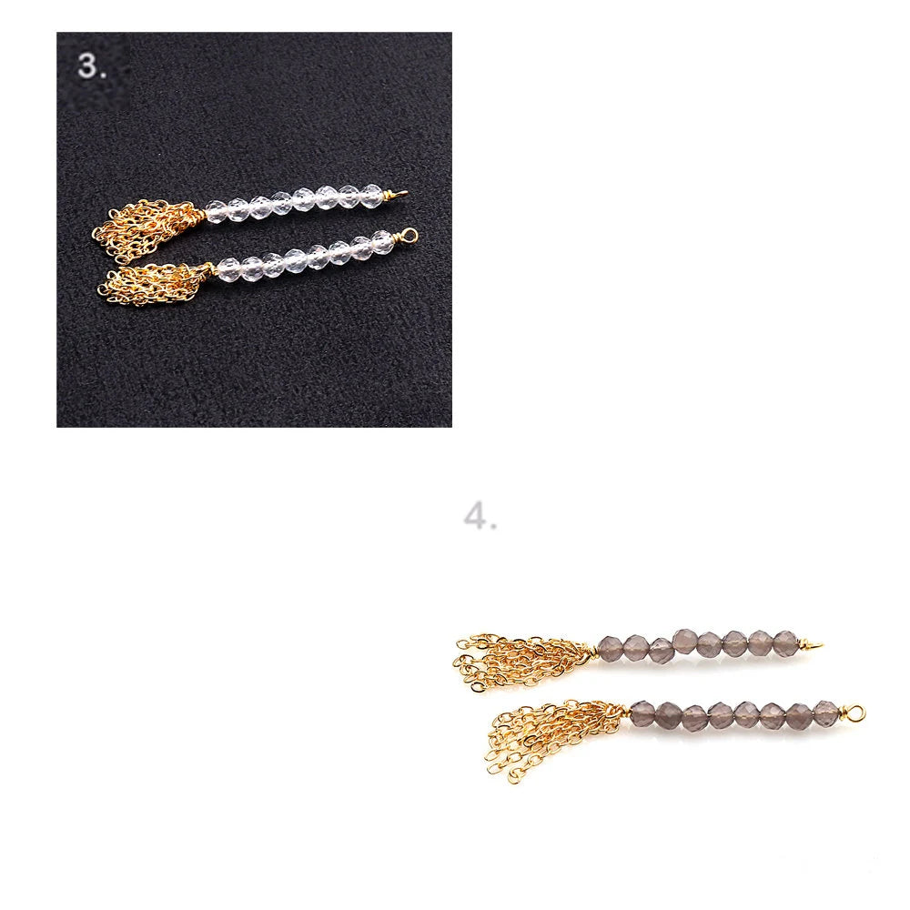 DIY Gemstone Beads Gold 29x3mm Dangle Drop Earring Connector Findings