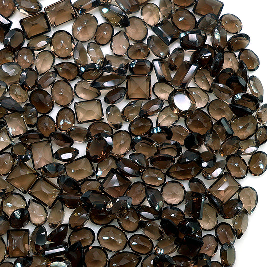 Smoky Topaz Wholesale Gemstones, 100% Natural Semi-Precious Gems, Brown Faceted Loose Gems, 4-8mm, Mixed, 50 Carats