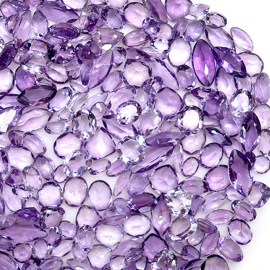 Amethyst Wholesale Gemstones, 100% Natural Semi-Precious Gems, Purple Faceted Loose Gems, 4-8mm, Mixed, 50 Carats
