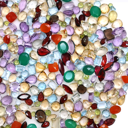 Mix Wholesale Gemstones, 100% Natural Semi-Precious Gems, Multi Color Faceted Loose Gems, 4-8mm, Mixed, 50 Carats