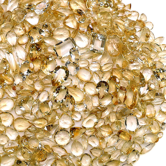 Citrine Wholesale Gemstones, 100% Natural Semi-Precious Gems, Yellow Faceted Loose Gems, 4-8mm, Mixed, 50 Carats