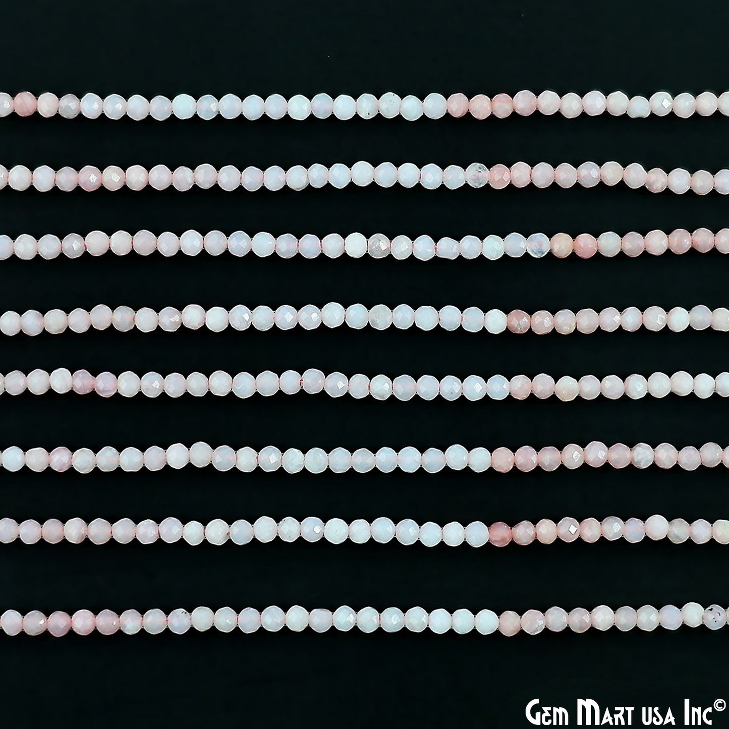 Pink Opal Rondelle Beads, 12-13 Inch Gemstone Strands, Drilled Strung Nugget Beads, Faceted Round, 2-2.5mm