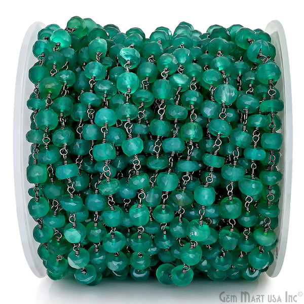 Green Onyx Rondelle Oxidized...