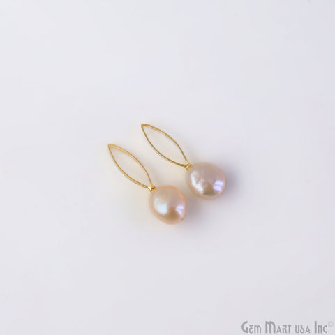Freshwater Baroque Pearl Charm Gold Marquise Loop 25x8mm 1pair