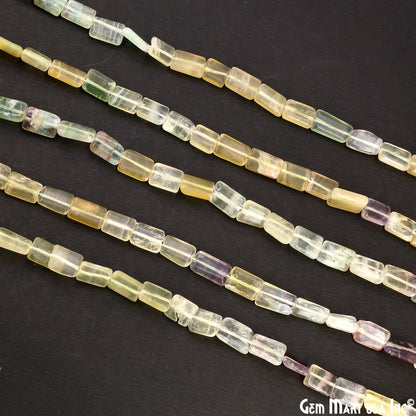 Fluorite Smooth Square Drilled Beads 7-10X6-7mm Waist Beads, Rondelle Bead Strand 13 Inch