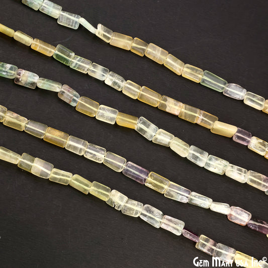 Fluorite Smooth Square Drilled Beads 7-10X6-7mm Waist Beads, Rondelle Bead Strand 13 Inch