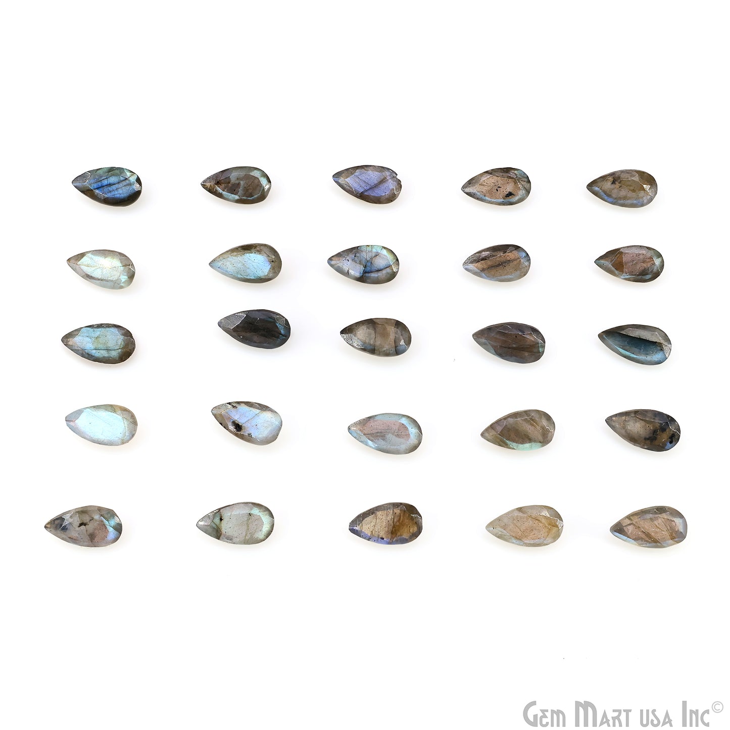 Labradorite Wholesale Gemstones, 100% Natural Semi-Precious Gems, Blue Flash Faceted Loose Gems, 7x13mm, Pears, 4PC Lot