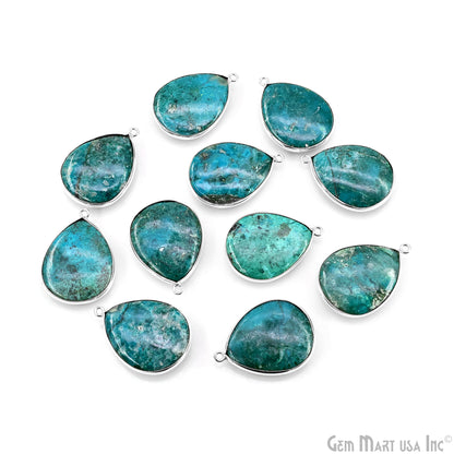 Pears 25x20mm Single Bail Silver Plated Gemstone Bezel Connector