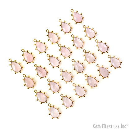 Pears 17x11mm Design Bezel Gold Plated Single Bail Gemstone Connector