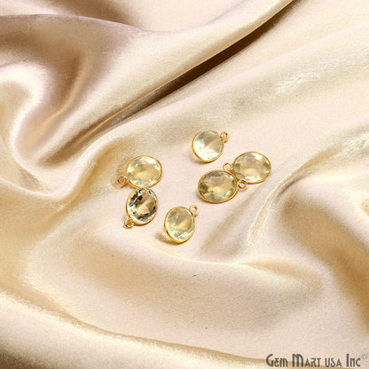 Lemon Topaz 10x12mm Oval Brilliant Cut Gold Plated Bezel Single Bail Connector