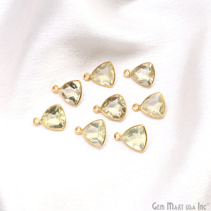 Lemon Topaz Trillion 10mm Brilliant Cut Gold Plated Bezel Single Bail Gemstone Connector