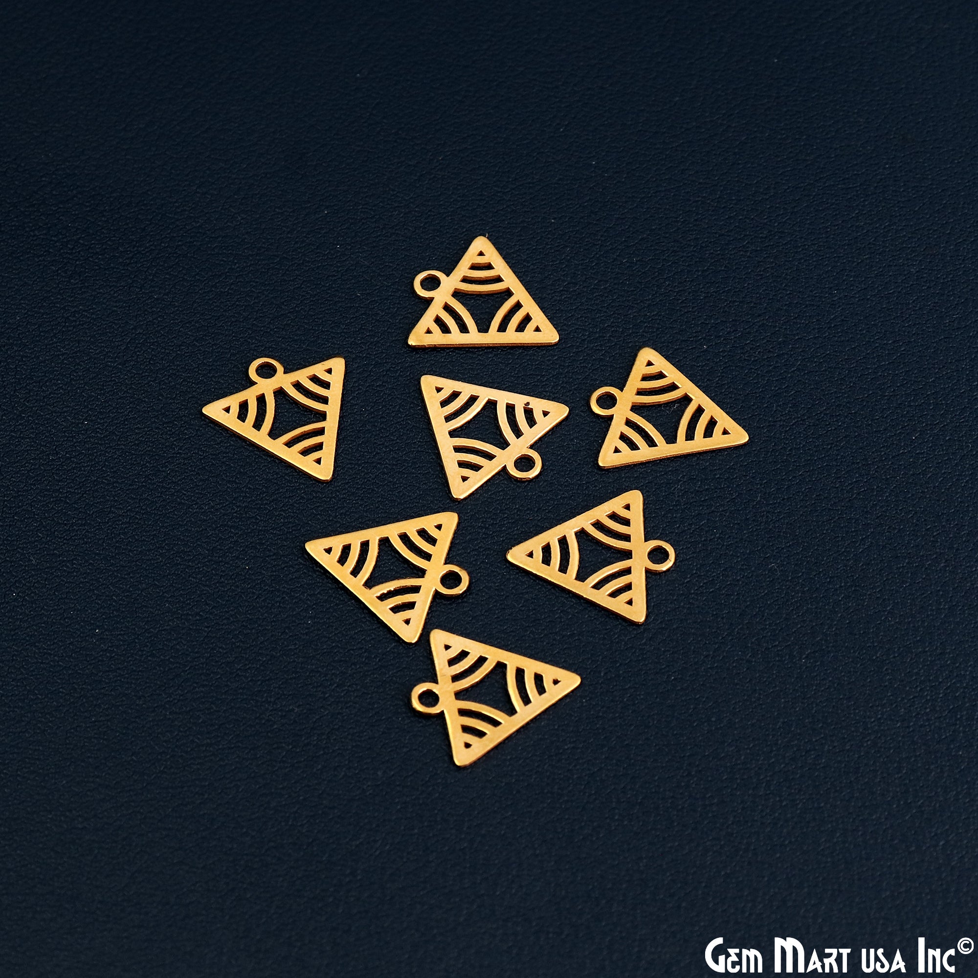 Triangle Shape Charm Laser Finding Gold Plated Charm For Bracelets & Pendants