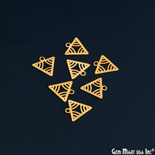 Triangle Shape Charm Laser Finding Gold Plated Charm For Bracelets & Pendants