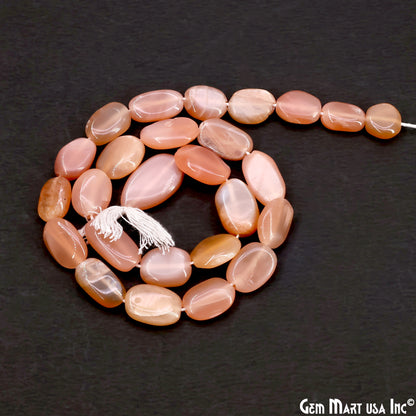 Peach Moonstone Tumble Beads Free Form Drilled Beads 9-13X6-7mm Waist Beads, Rondelle Bead Strand 13 Inch