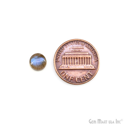 Labradorite Wholesale Gemstones, 100% Natural Semi-Precious Gems, Blue Flash Cabochon Loose Gems, 5mm, Round, 10PC Lot