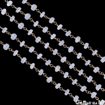 Crystal Faceted 5-6mm Gold Wire Wrapped Beads Rosary Chain