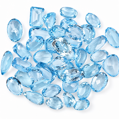 Blue Topaz Wholesale Gemstones, 100% Natural Semi-Precious Gems, Blue Faceted Loose Gems, 10-20mm, Mixed, 50+ Carats