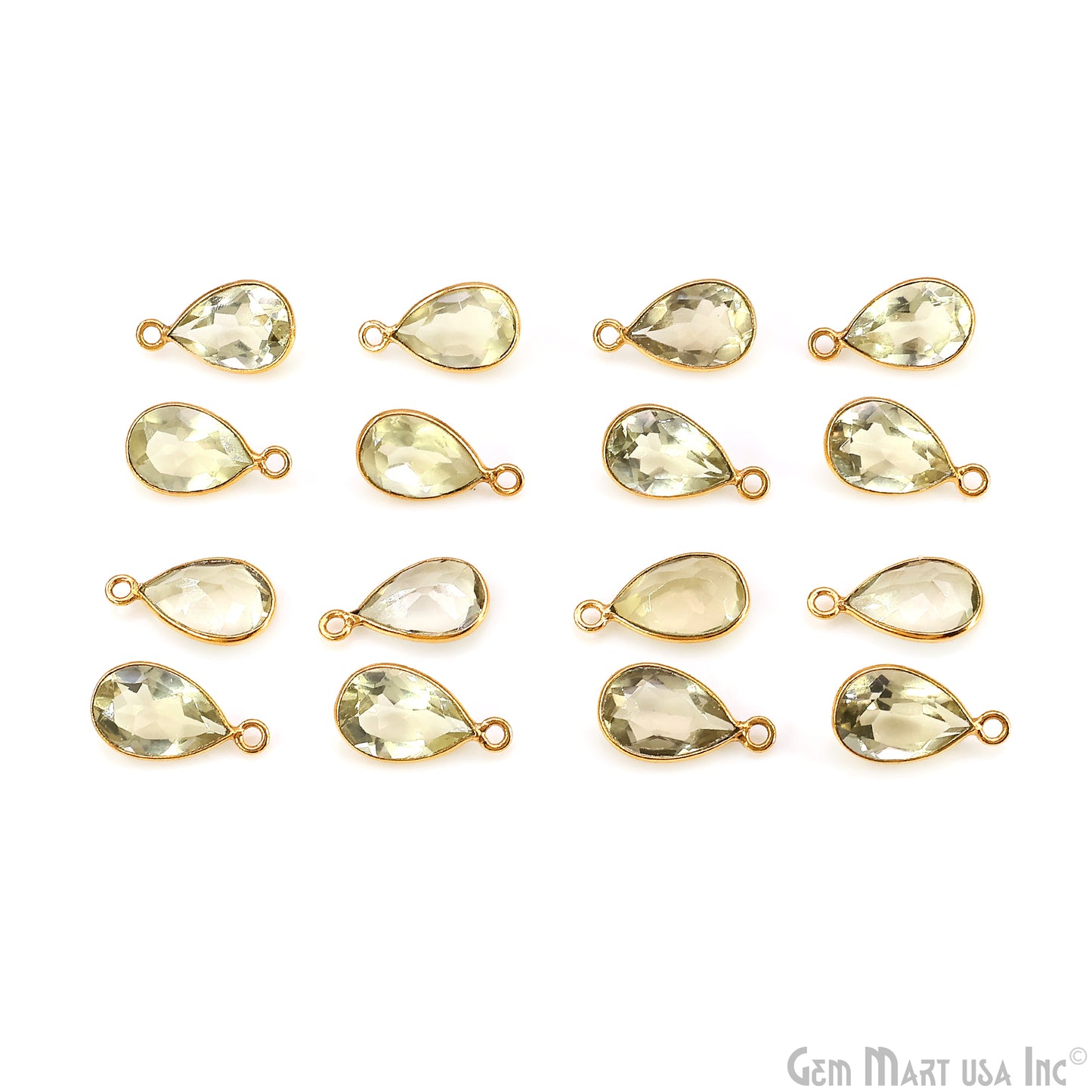 Pears 8x12mm Brilliant Cut Gold Plated Bezel Single Bail Gemstone Connector