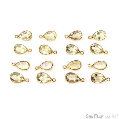 Pears 8x12mm Brilliant Cut Gold Plated Bezel Single Bail Gemstone Connector