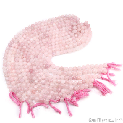 Rose Quartz Smooth Round Drilled Beads 9-10mm Waist Beads, Rondelle Bead Strand 13 Inch