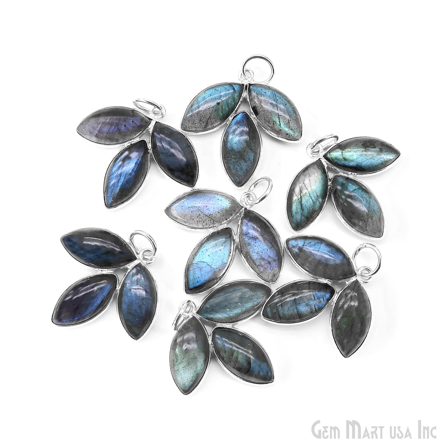 Labradorite Flower 25x23mm Single Bail Chandelier Finding Component