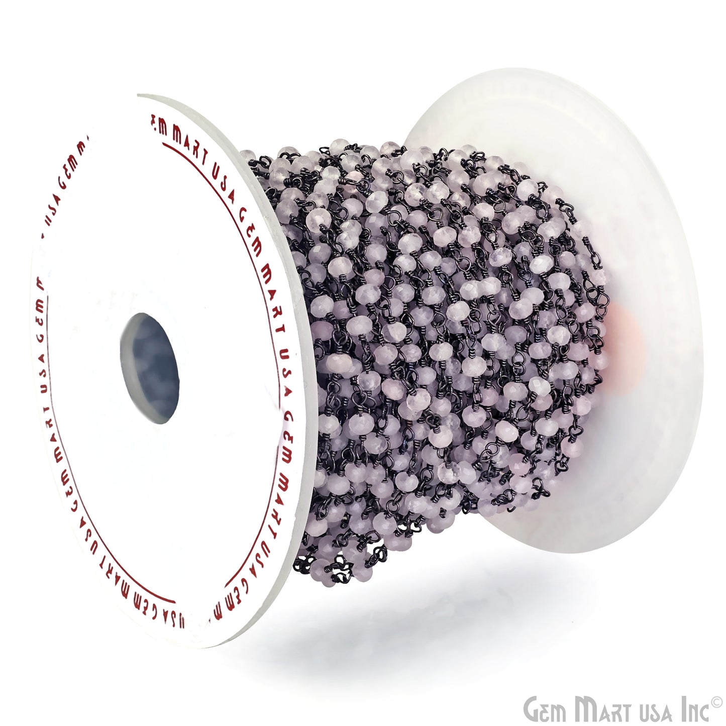 Rose Quartz 3mm Oxidized Wire Wrapped Gemstone Beads Rosary Chain