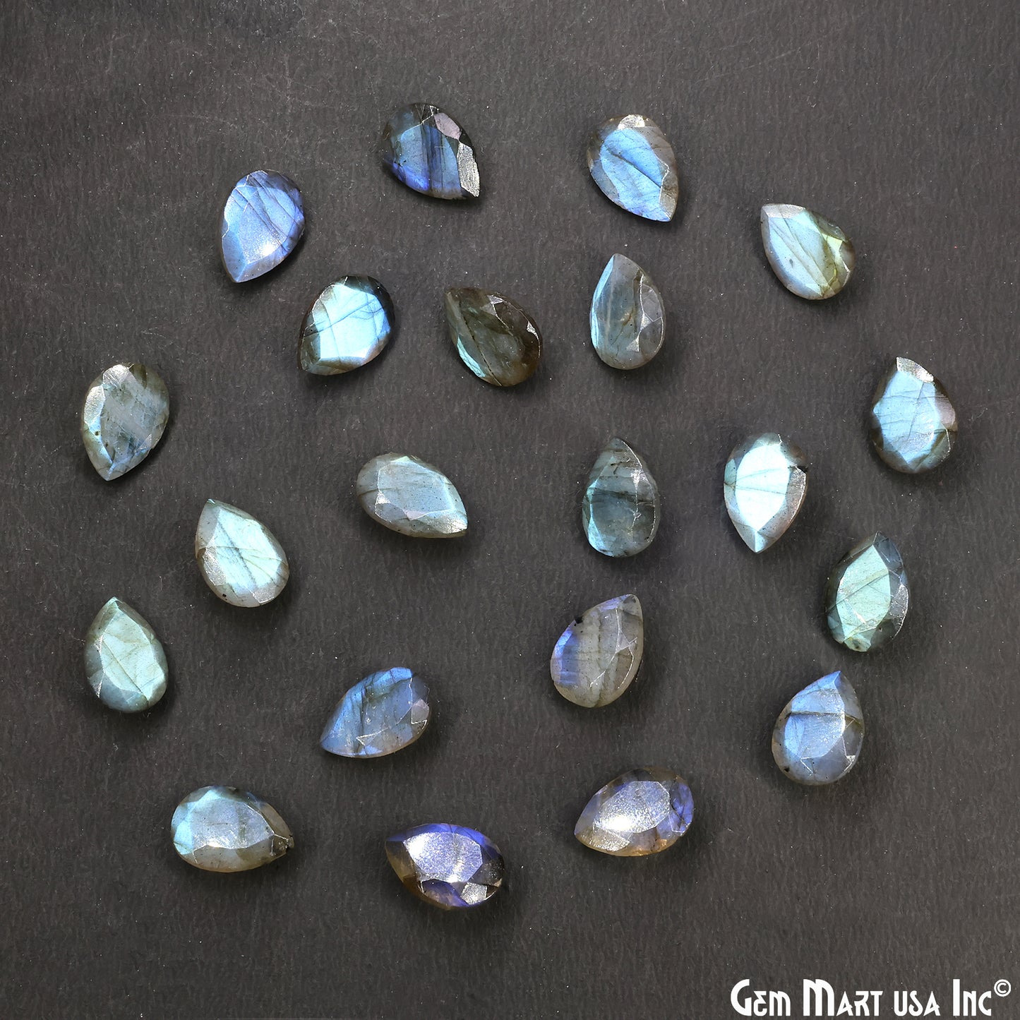 Labradorite Wholesale Gemstones, 100% Natural Semi-Precious Gems, Blue Flash Faceted Loose Gems, 10x14mm, Pears, 2PC Lot