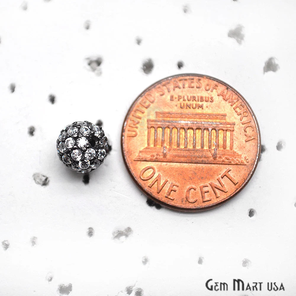 Cubic Zircon Round 7mm Beads Ball Sterling Silver Charm For Bracelet & Pendants