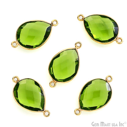 Pears 12x16mm Gold Plated Double Bail Gemstone Bezel Connector