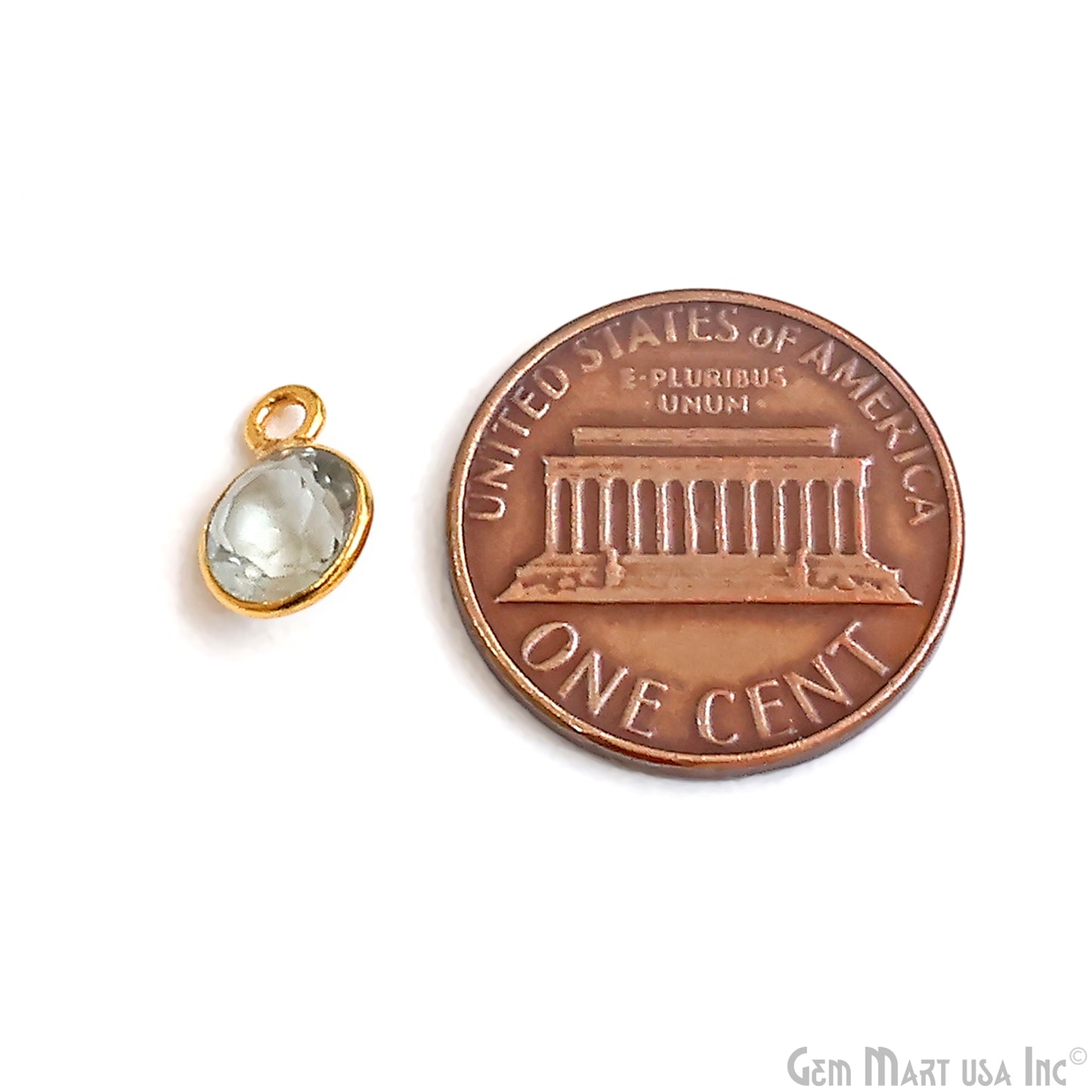 Round 6mm Brilliant Cut Gold Plated Bezel Single Bail Gemstone Connector