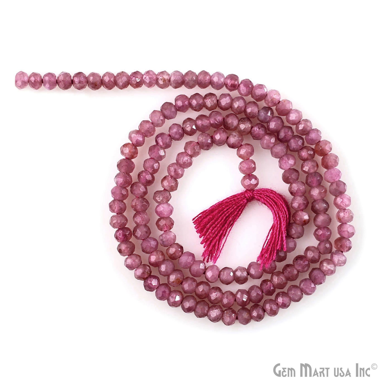 Pink Tourmaline Rondelle Beads, 12-13 Inch Gemstone Strands, Drilled Strung Nugget Beads, Faceted Round, 3mm