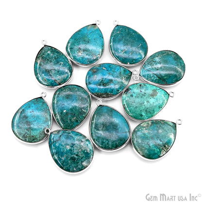 Pears 25x20mm Single Bail Silver Plated Gemstone Bezel Connector