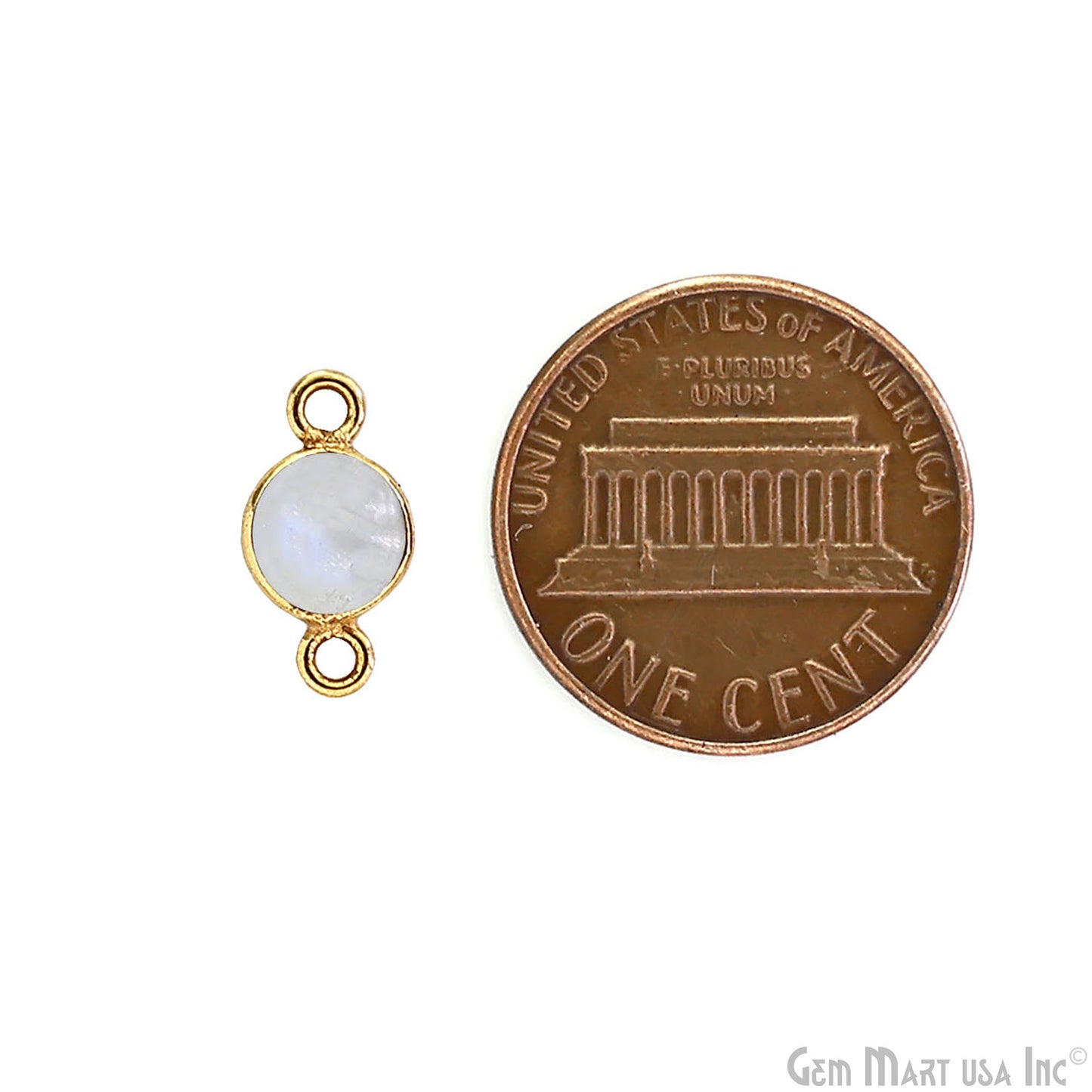 Cabochon 5mm Round Gold Plated Double Bail Gemstone Connector