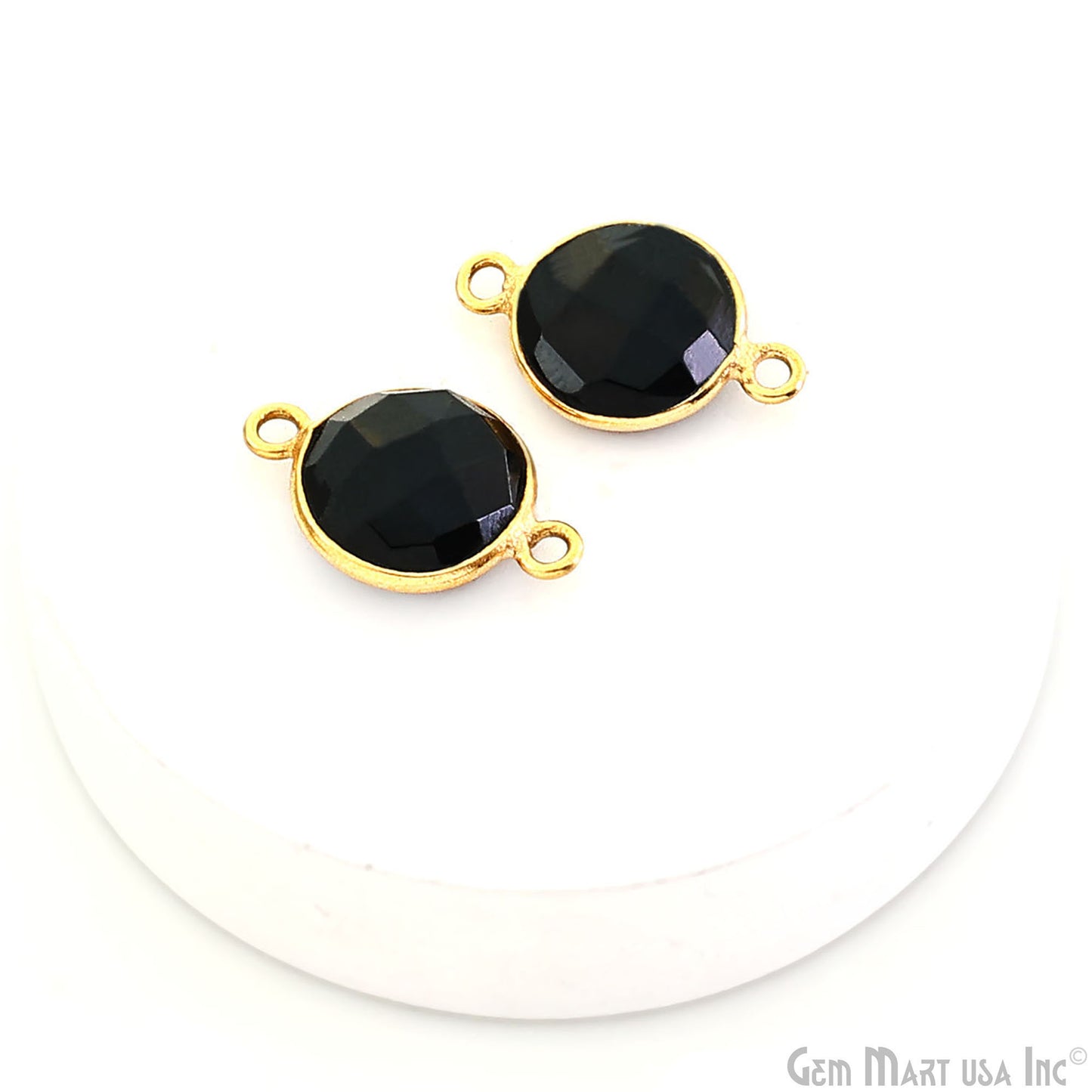 Round 10mm Double Bail Gold Plated Gemstone Bezel Connector