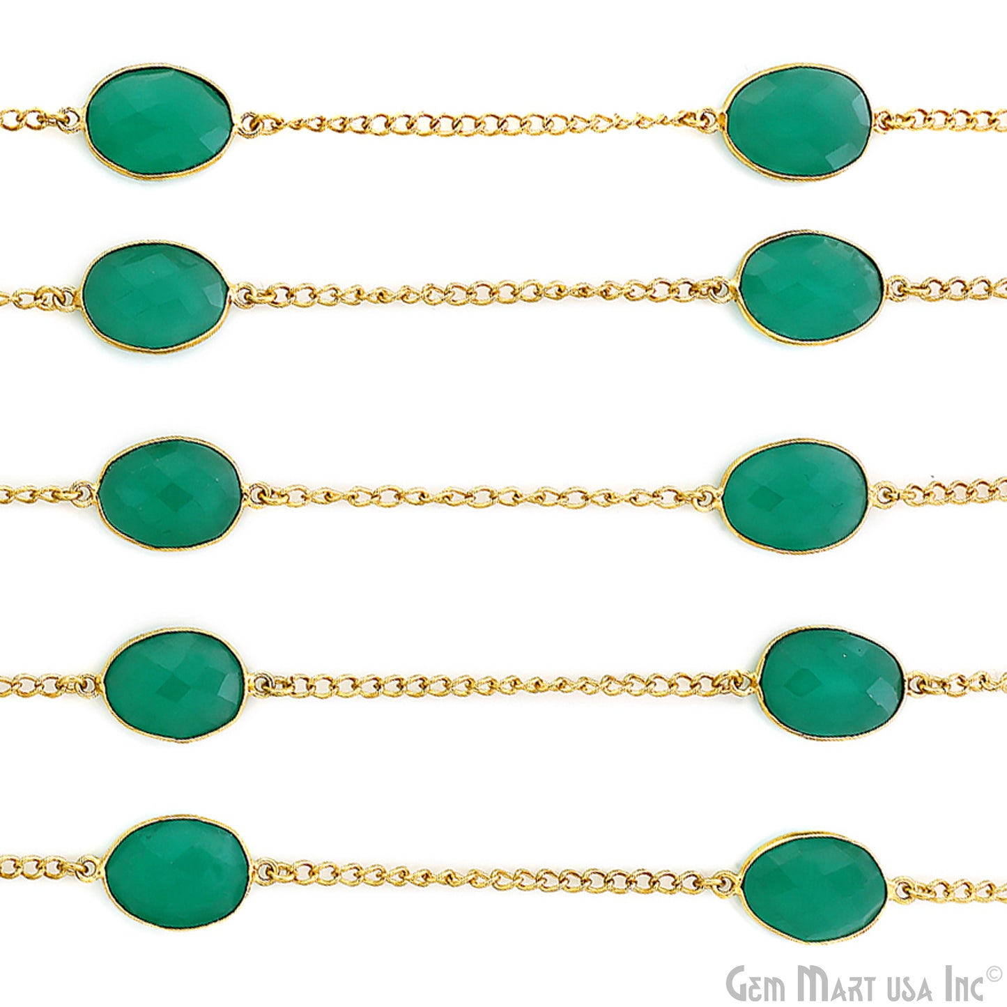 Aqua Chalcedony 10-15mm Gold Plated Link Bezel Connector Chain